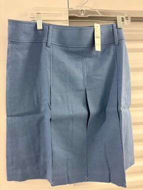 J. Crew Pleated Knee-Length Skirt in Stretch Linen Blend. Size 16. New with tags